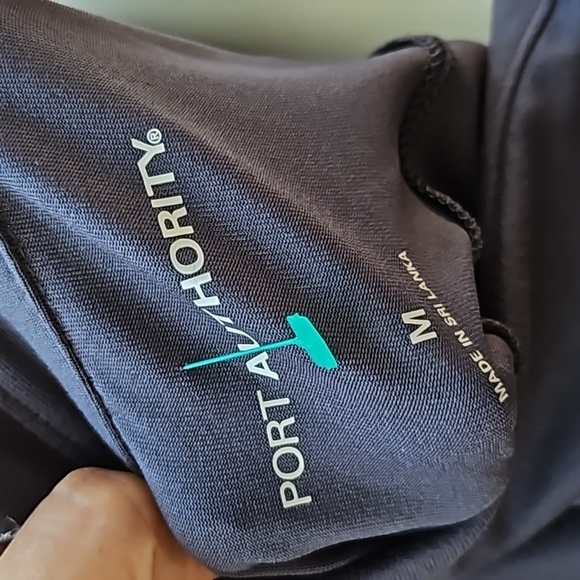 Port Authority grey polyester spandex shirt APPLE COMPUTER Customer Systems M - Picture 6 of 8